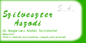 szilveszter aszodi business card